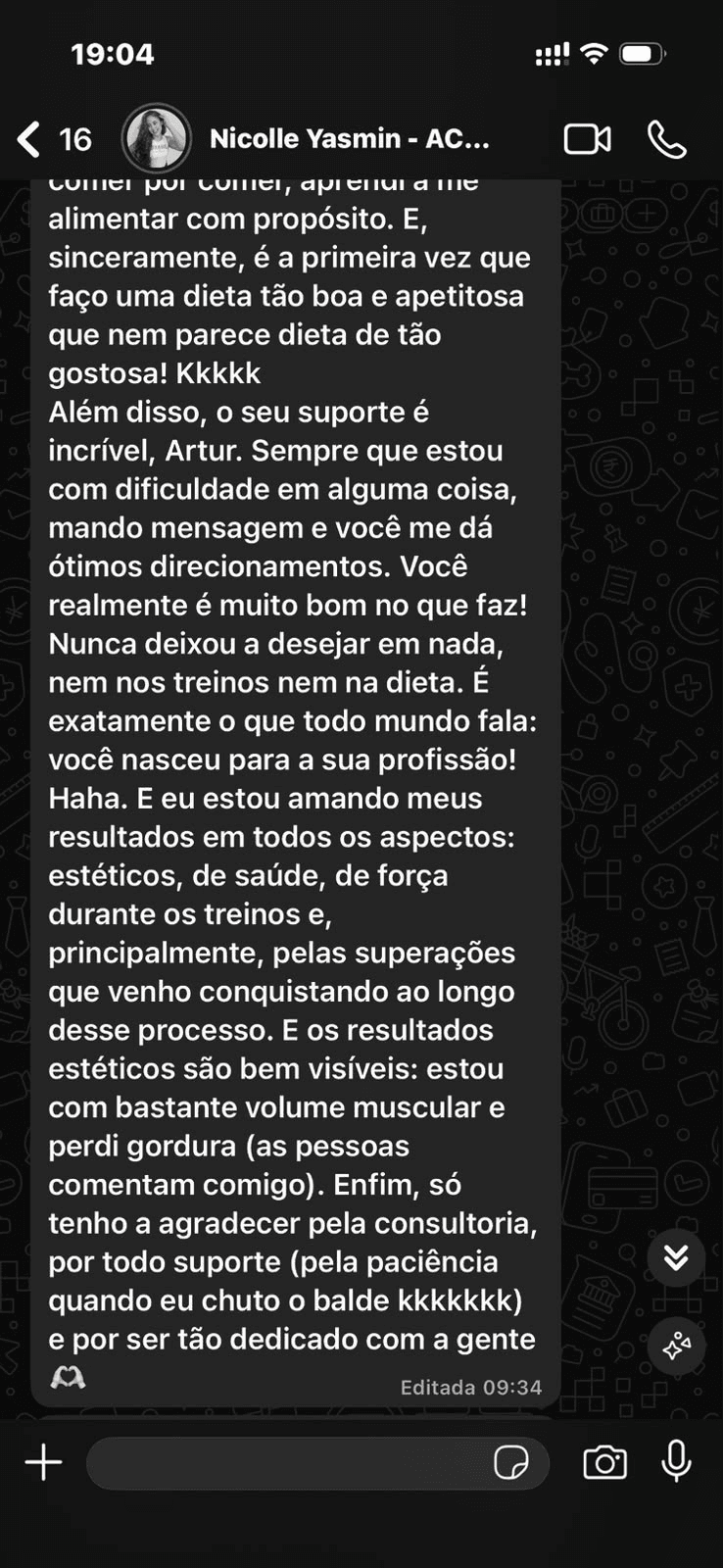 Print de feedback de aluno 9